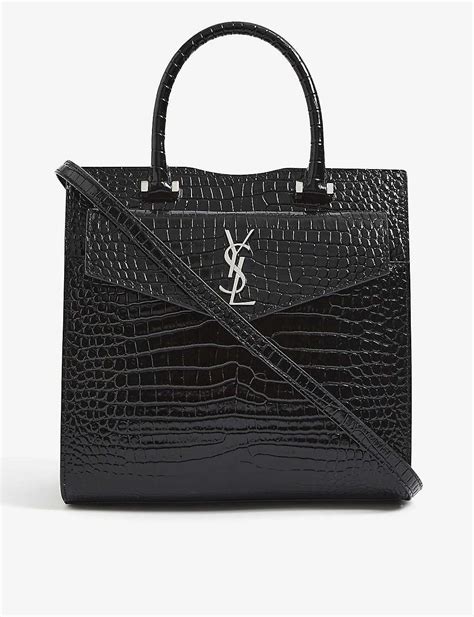 black croc uptown pouch ysl|saint laurent ysl pouch.